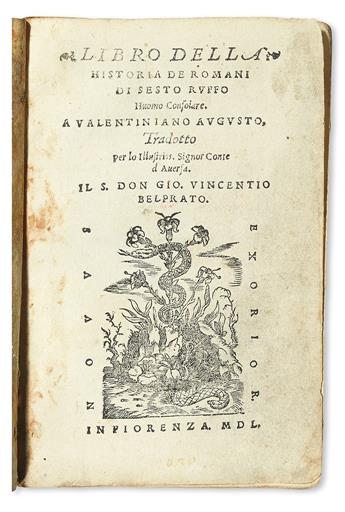 RUFUS FESTUS, SEXTUS. Libro della historia de Romani.  1550